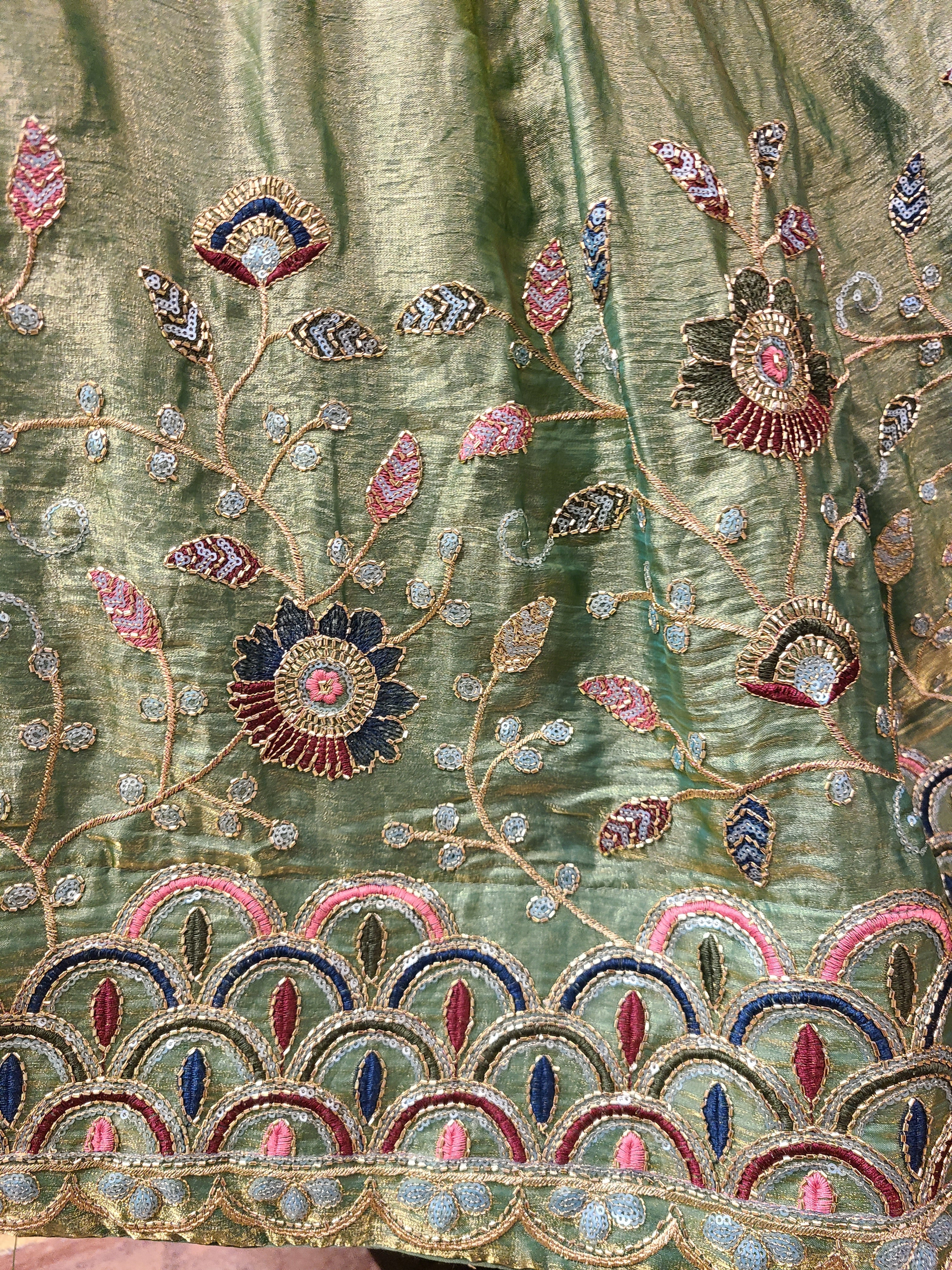 Sage Green Embroidered Lehenga