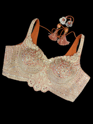Peach Banarasi Silk Lehenga Set