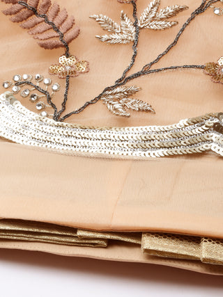 Sequin embroidered peach Net Lehenga