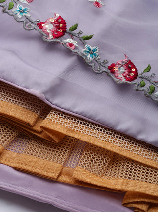 lilac net sequin and thread work Lehenga