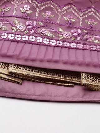 light Purple honey comb border pattern sequined net Lehenga set