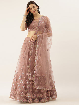 Rose gold Net Lehenga set