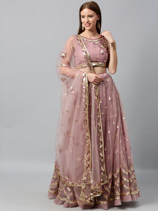 Sequin Rose gold Net Lehenga set