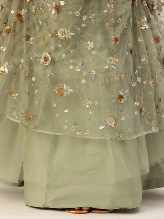 sage green Sequin embroidered Lehenga