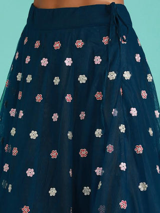 Dark Blue heavy sequin & thread embroidered Lehenga