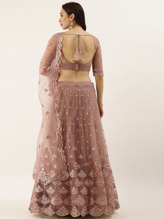 Rose gold Net Lehenga set