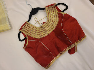 Red Embroidered Neck Blouse
