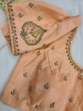 Peach Silk Zardosi Embroidered Blouse