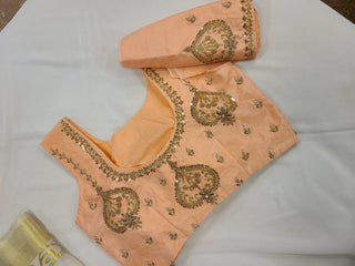 Peach Silk Zardosi Embroidered Blouse