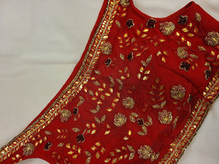 Red Off Shoulder Embroidered Blouse