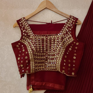 Maroon Georgetta lehenga
