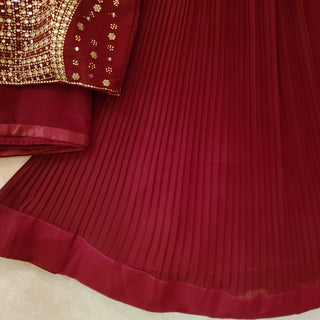 Maroon Georgetta lehenga