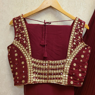Maroon Georgetta lehenga