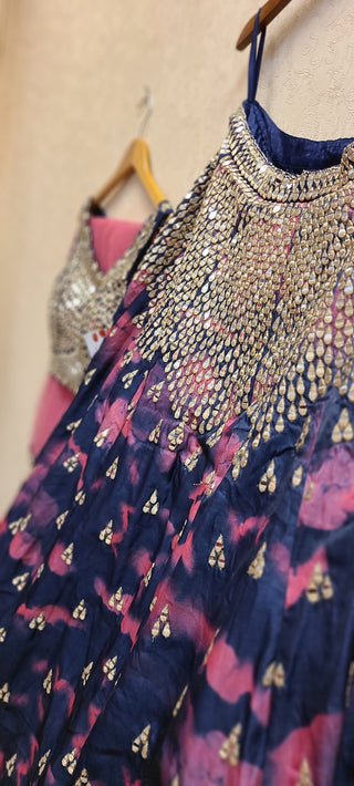 Tye Dye Mirror Work Lehenga