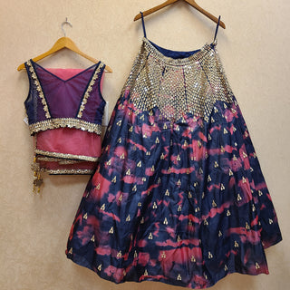 Tye Dye Mirror Work Lehenga
