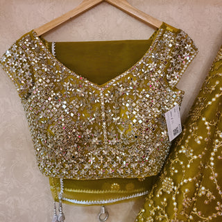Mehendi Gota Mirror Work Lehenga