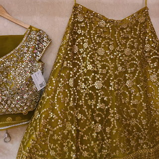 Mehendi Gota Mirror Work Lehenga