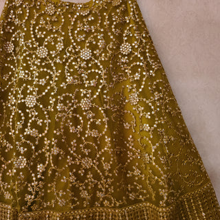 Mehendi Gota Mirror Work Lehenga