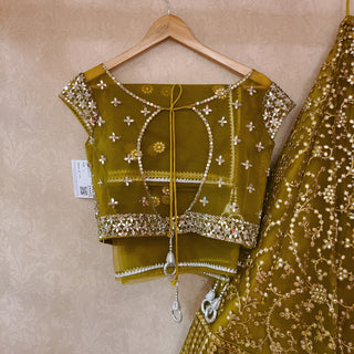 Mehendi Gota Mirror Work Lehenga