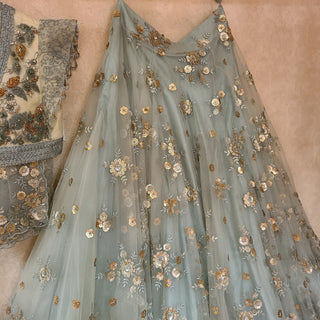 SEA GREEN BUTTERFLY LEHENGA CHOLI