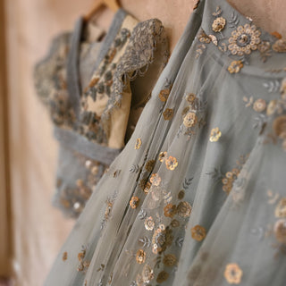 SEA GREEN BUTTERFLY LEHENGA CHOLI