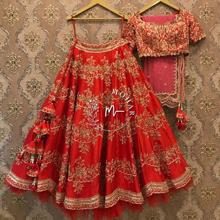 Red Silk Wedding Ceremony Lehenga