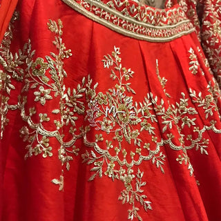 Red Silk Wedding Ceremony Lehenga