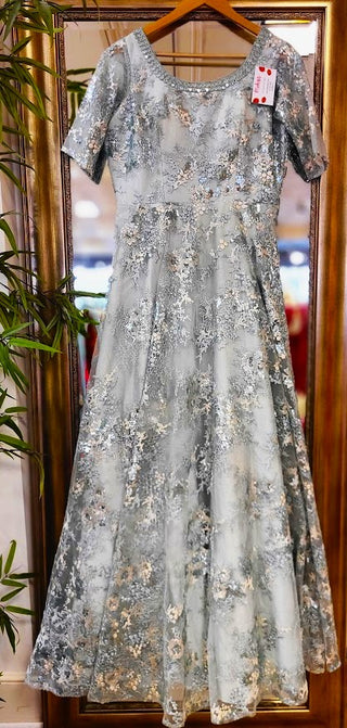 Grey sequined lace Gown