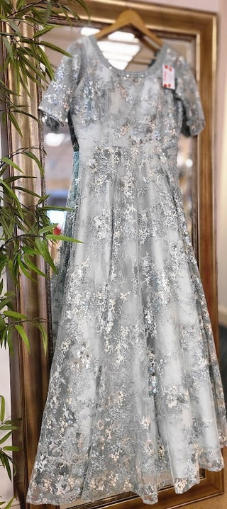 Grey sequined lace Gown