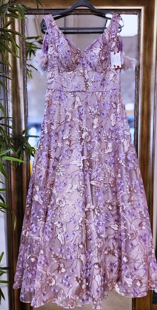 Lavender sequined lace Gown