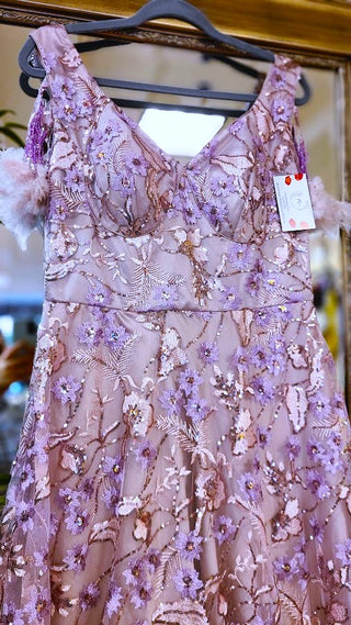 Lavender sequined lace Gown
