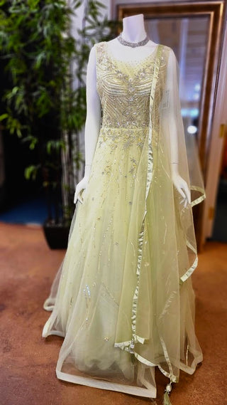 Sequined Lemon Yellow Gown