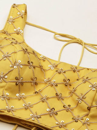 Fabulous Yellow gold Sequined net Lehenga