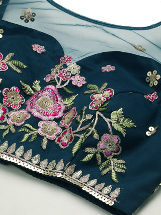 Dark Blue heavy sequin & thread embroidered Lehenga