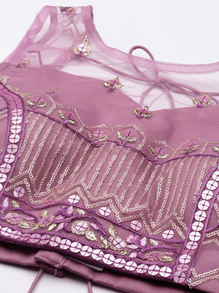 light Purple honey comb border pattern sequined net Lehenga set