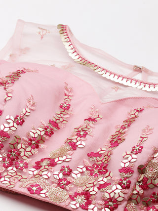 Floral Sequin embroidered net Lehenga