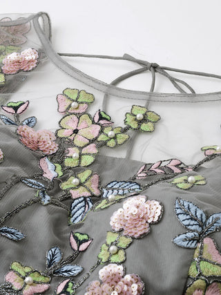 Grey Net Floral embroidered Lehenga set