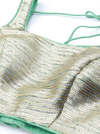 Sequin embroidered sea green Net Lehenga