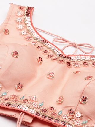 Peach Net Sequin embroidered Lehenga choli