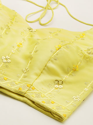 Yellow Georgette Sequence embroidered Lehenga