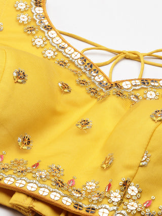 Sun flower Yellow Net Sequin embroidered Lehenga