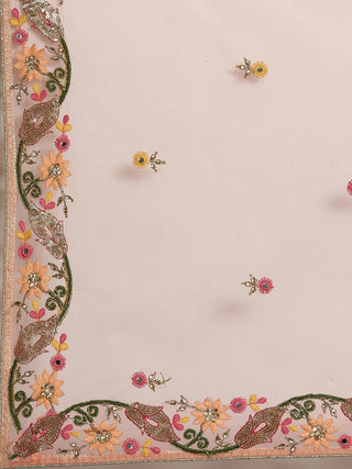 Floral embroidered Cream Net Lehenga