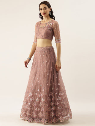 Rose gold Net Lehenga set