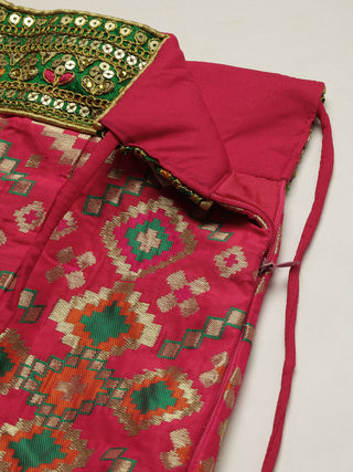 silk embroidered Lehenga in Rose pink