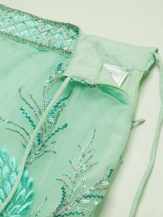 Sea Green and silver Sequin embroidered Lehenga