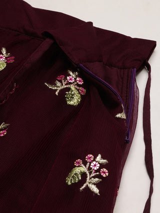 Burgundy heavy embroidered Lehenga