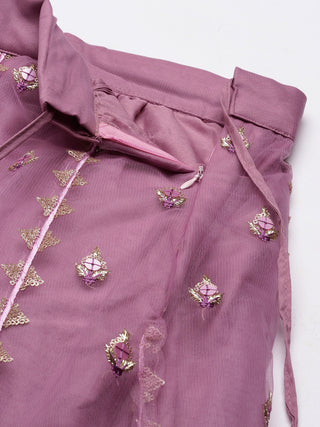 light Purple honey comb border pattern sequined net Lehenga set