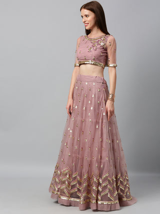 Sequin Rose gold Net Lehenga set