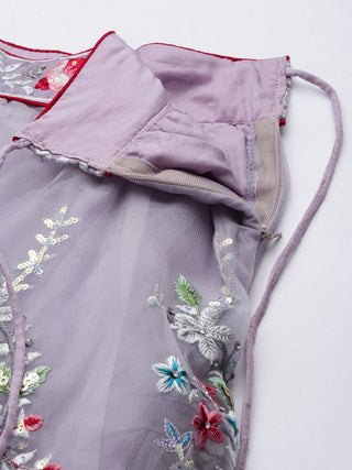 lilac net sequin and thread work Lehenga