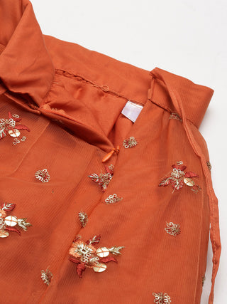 Orange and gold Sequin embroidered Lehenga